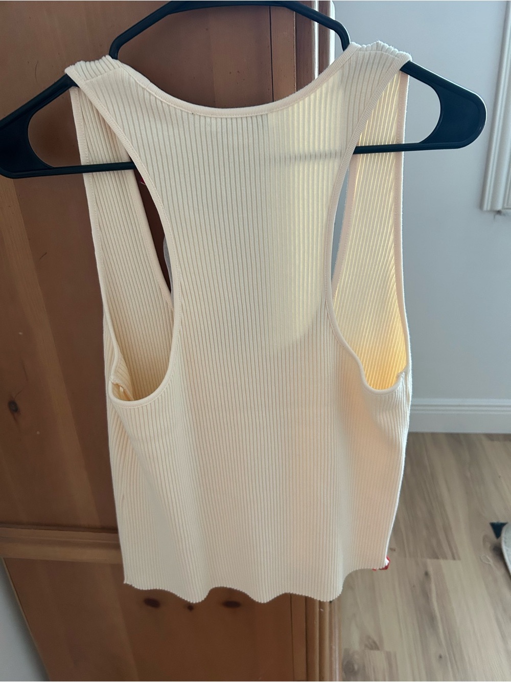Vince Cream Ribbed Racerback Tank Top - Picture 3 of 5